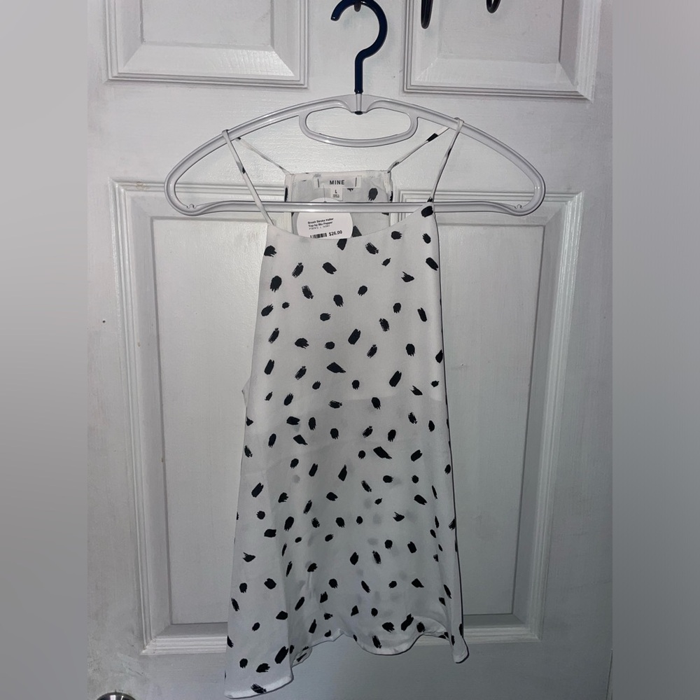 Halter Brush Stroke silky high neck Tank Top